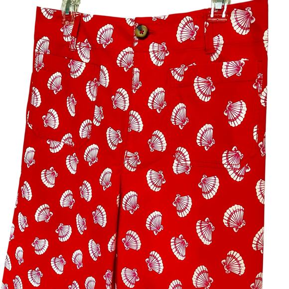 NWT Maeve Anthropologie The Collette Wide Leg Crop Pant Red Pink Sea Shells 31 - Picture 4 of 9